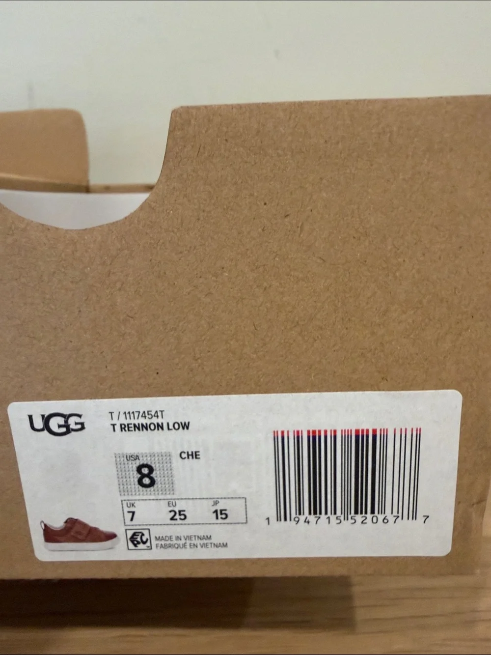 UGG Kids Brown and Tan Slip-On Leather Shoes Rennon Low size 8